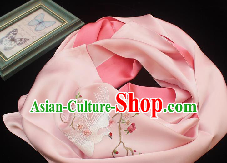 Chinese Traditional Embroidered Scarf Cheongsam Embroidery Phoenix Accessories Pink Silk Tippet