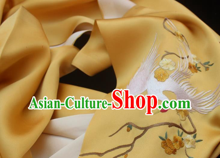 Chinese Cheongsam Embroidery Phoenix Accessories Yellow Silk Tippet Traditional Embroidered Scarf