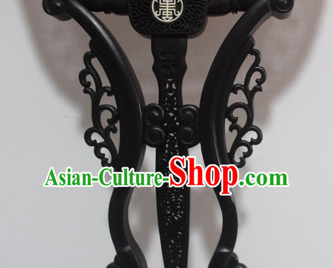 China Handmade Court Lady Pattern Rosewood Carving Fan Traditional Palace Fan Table Decoration