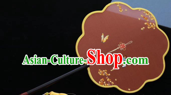 China Classical Dance Red Silk Fan Handmade Embroidery Wedding Fan Traditional Embroidered Palace Fan Ancient Princess Fan