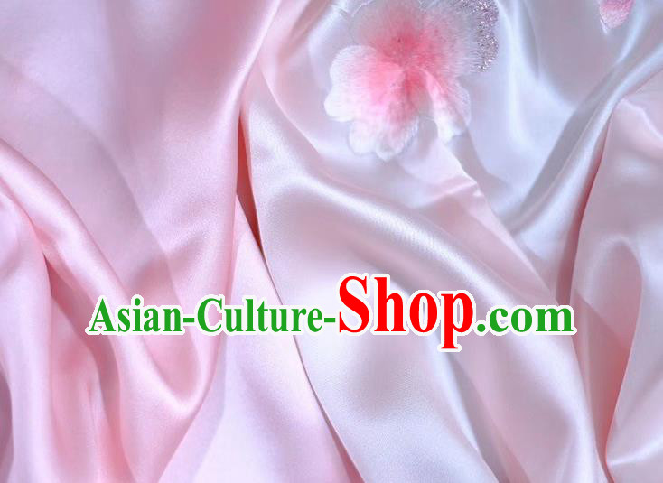 Chinese Cheongsam Cappa Pink Silk Tippet Accessories Traditional Embroidered Peach Blossom Scarf