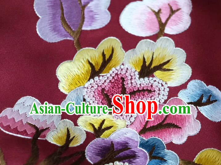 Chinese Wine Red Silk Tippet Accessories Cheongsam Embroidery Osmanthus Rabbit Cappa Traditional Embroidered Scarf
