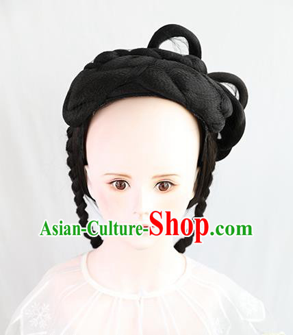 Chinese Song Dynasty Noble Lady Wigs Best Quality Wigs China Cosplay Wig Chignon Ancient Royal Princess Wig Sheath