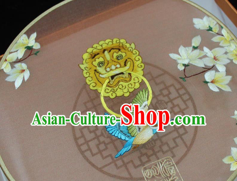 China Handmade Suzhou Embroidery Fan Embroidered Palace Fan Traditional Hanfu Silk Fan
