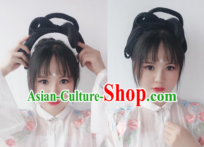 Chinese Ming Dynasty Princess Wig Hairpiece Quality Wig Sheath China Ancient Cosplay Court Lady Wigs Chignon Hair Clasp