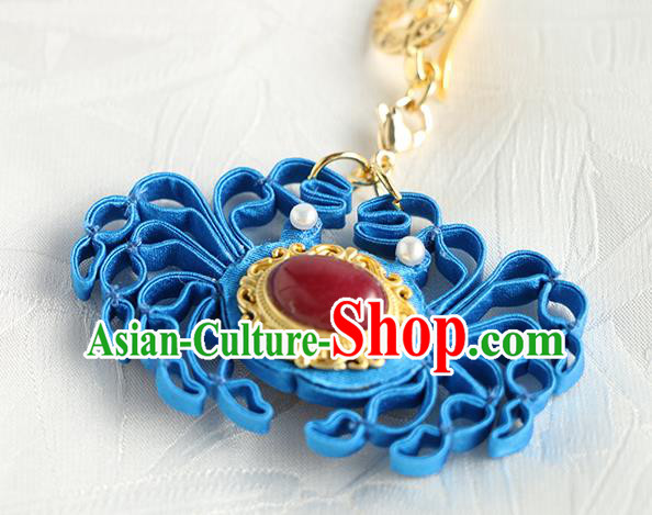China Cheongsam Blue Silk Crab Breastpin Handmade Traditional Accessories Brooch