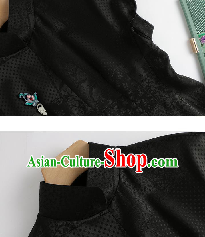 Traditional Cheongsam China National Clothing Black Qipao Dress for Women