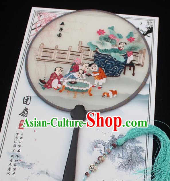 China Exquisite Embroidery Fan Traditional Handmade Palace Fan Rosewood Fan