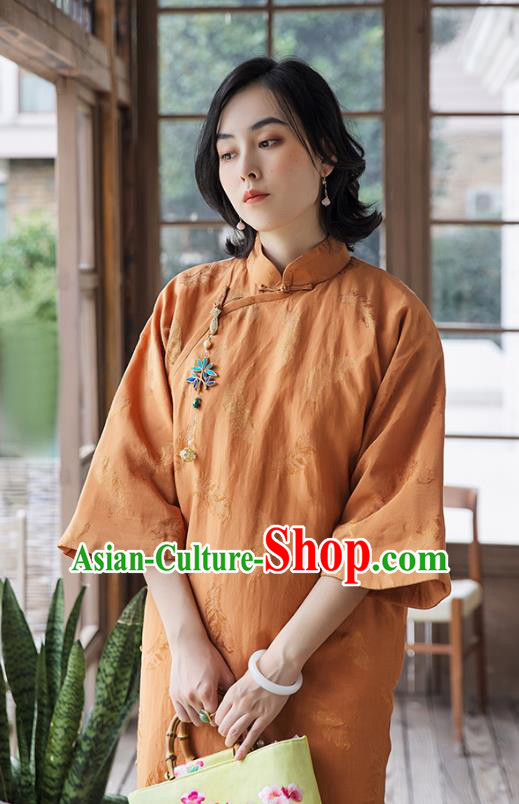 China Classical Cotton Padded Qipao Dress National Clothing Traditional Women Winter Cheongsam