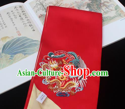 China Handmade Red Silk Scarf Traditional Cheongsam Embroidered Phoenix Tippet