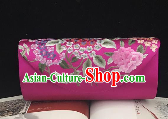 China Traditional Cheongsam Embroidered Accessories Handmade Suzhou Embroidery Hydrangea Clutch Bag Purple Silk Handbag