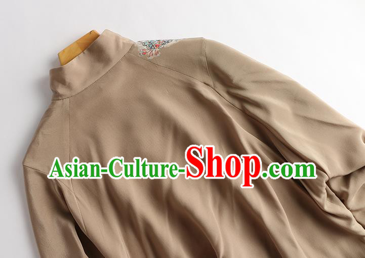 Chinese Traditional Printing Costume Classical Silk Shirt Tang Suit Blouse Upper Outer Garment