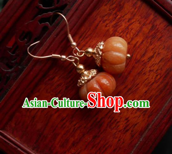 China Traditional Hanfu Topaz Earrings Brass Pumpkin Ear Accessories