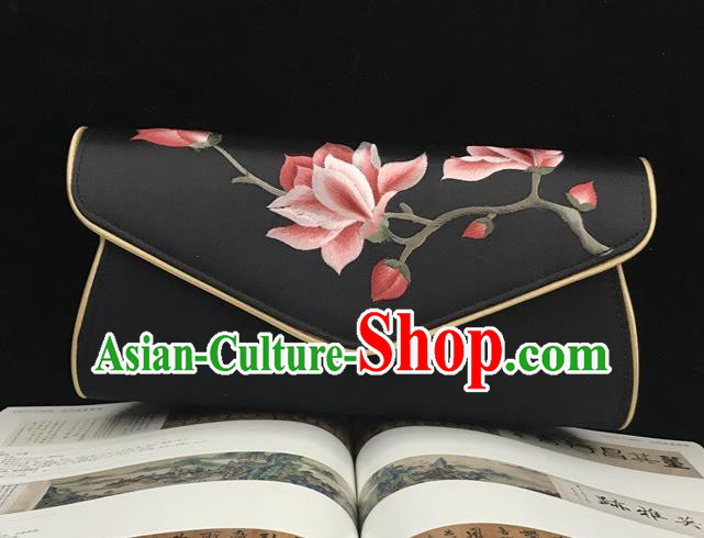 Handmade Black Silk Handbag China National Chain Bag Cheongsam Exquisite Suzhou Embroidery Evening Bag
