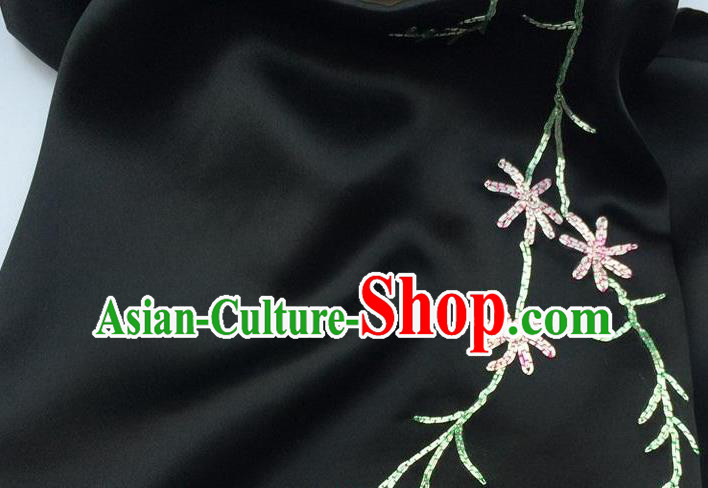China Women Tippet Embroidery Phoenix Peony Black Silk Scarf Traditional Cheongsam Accessories