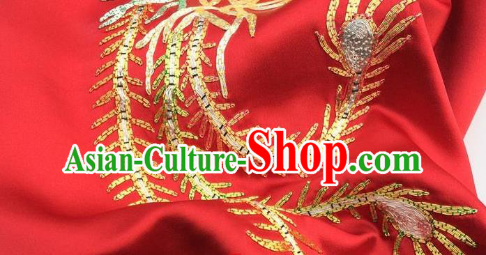 China Embroidery Phoenix Peony Red Silk Scarf Traditional Cheongsam Accessories Women Tippet