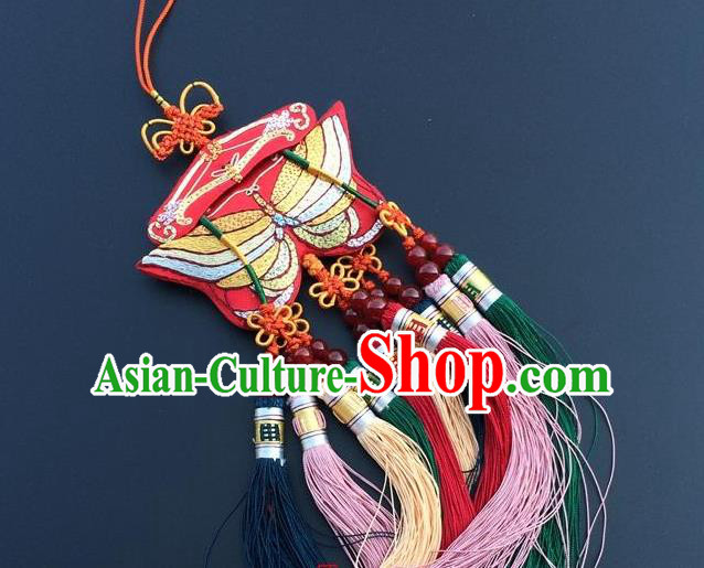 China Traditional Embroidered Car Accessories Embroidery Butterfly Tassel Pendant
