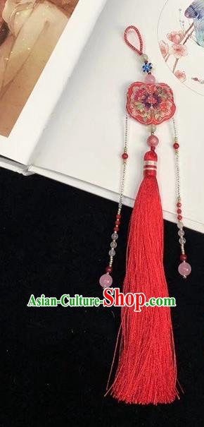 China National Cheongsam Accessories Traditional Suzhou Embroidery Red Tassel Brooch Pendant