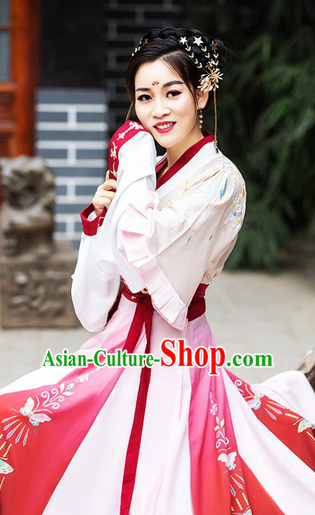 China Traditional Jin Dynasty Palace Princess Historical Costumes Ancient Royal Infanta Hanfu Dress Clothing for Women