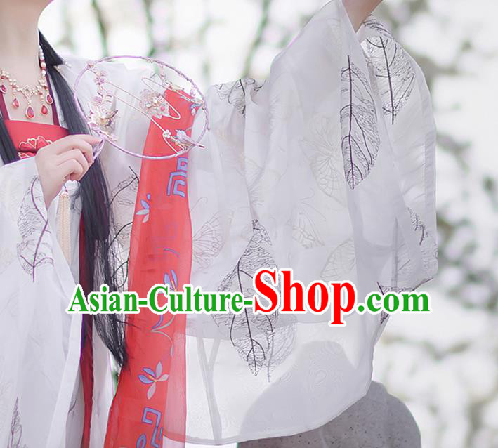 China Ancient Hanfu Apparels Royal Infanta White Dress Traditional Tang Dynasty Court Lady Costumes