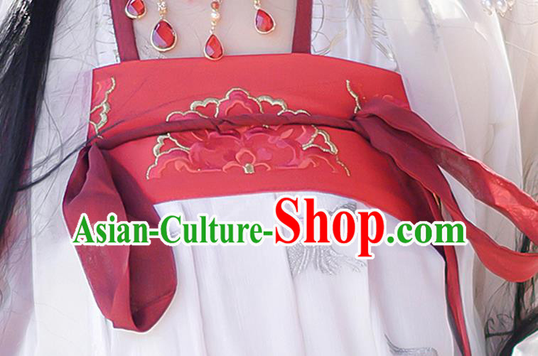 China Ancient Hanfu Apparels Royal Infanta White Dress Traditional Tang Dynasty Court Lady Costumes