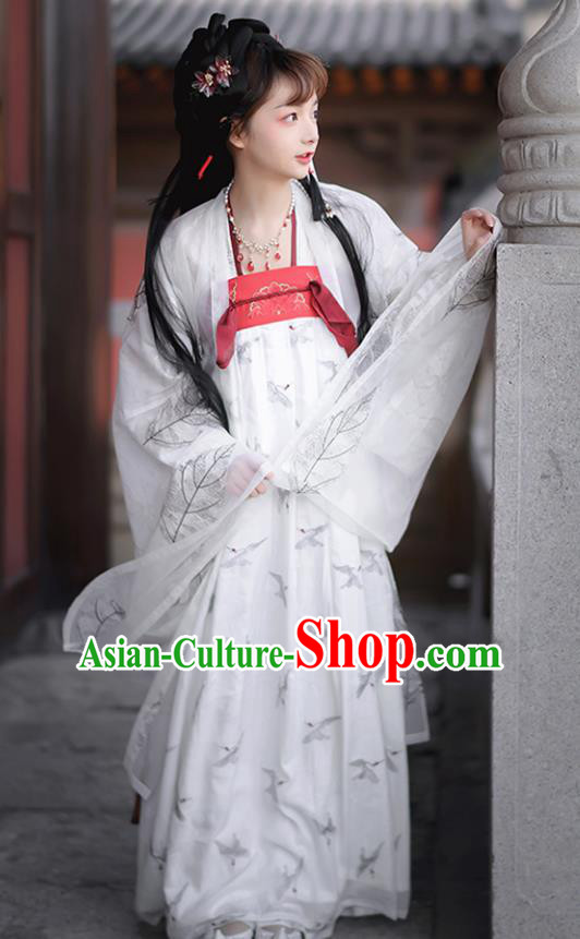 China Ancient Hanfu Apparels Royal Infanta White Dress Traditional Tang Dynasty Court Lady Costumes