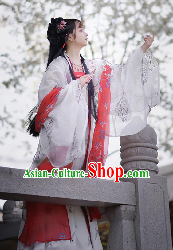 China Ancient Hanfu Apparels Royal Infanta White Dress Traditional Tang Dynasty Court Lady Costumes