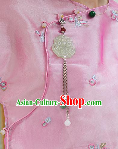 China Classical Cheongsam Jade Pendant Accessories Traditional Brooch