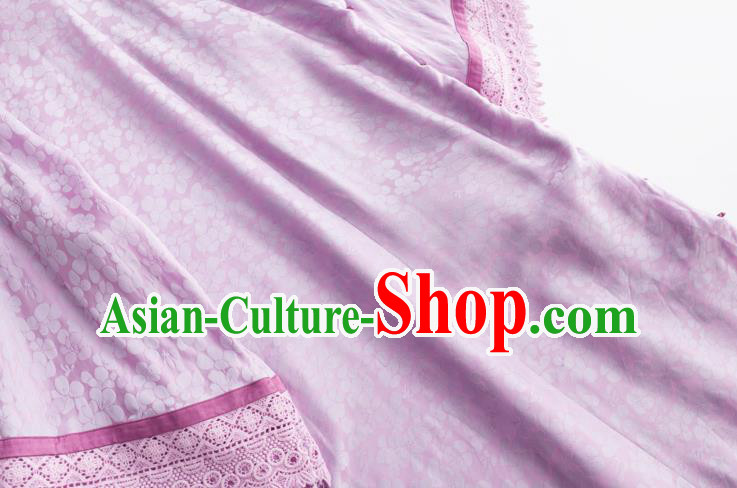 Republic of China Lilac Silk Cheongsam Traditional Classical Qipao Dress National Women Clothing