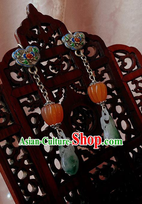 China Handmade Jade Earrings Traditional Hanfu Blueing Ear Accessories