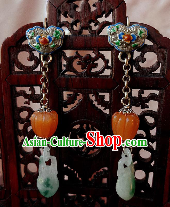 China Handmade Jade Earrings Traditional Hanfu Blueing Ear Accessories