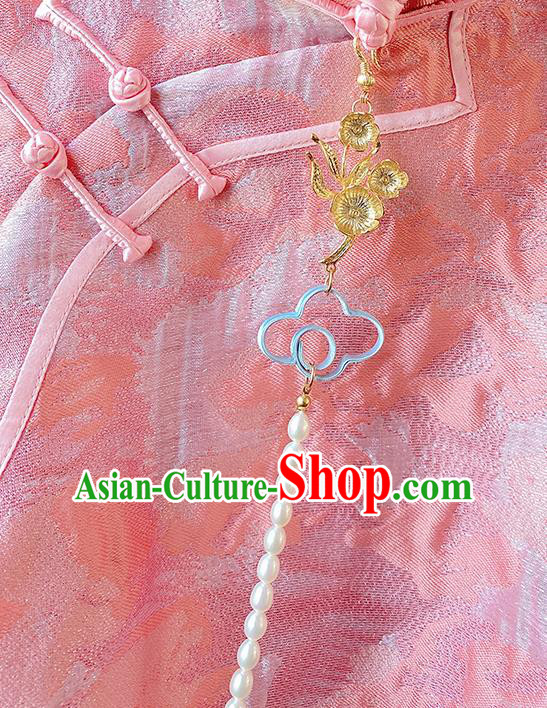 China Classical Cheongsam Pearls Tassel Pendant Traditional Brooch Accessories