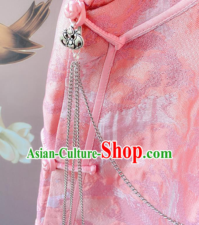 China Traditional White Shell Carving Brooch Accessories Classical Cheongsam Tassel Pendant