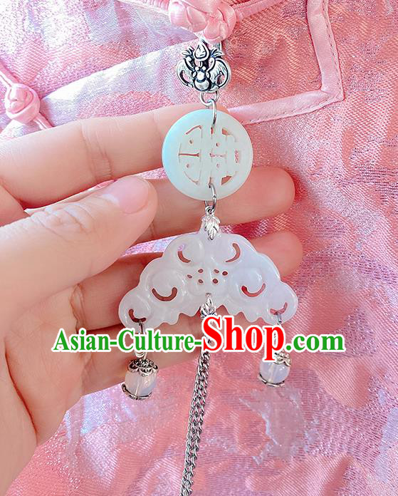 China Traditional White Shell Carving Brooch Accessories Classical Cheongsam Tassel Pendant