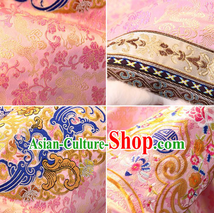Chinese Embroidered Tang Suit Pink Cotton Padded Jacket National Outer Garment Coat
