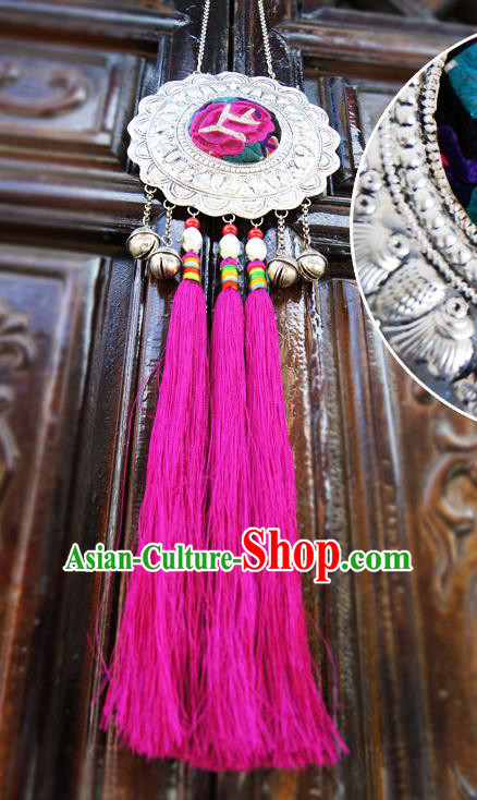 China Ethnic Women Rosy Tassel Necklet Accessories Handmade National Embroidered Necklace