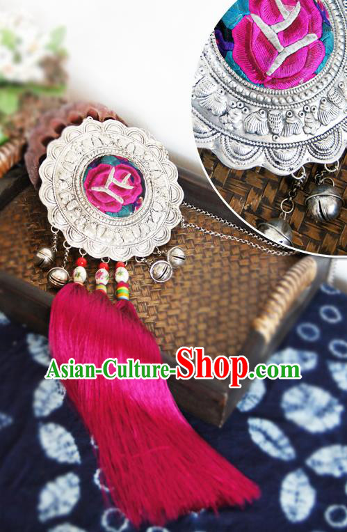 China Ethnic Women Rosy Tassel Necklet Accessories Handmade National Embroidered Necklace