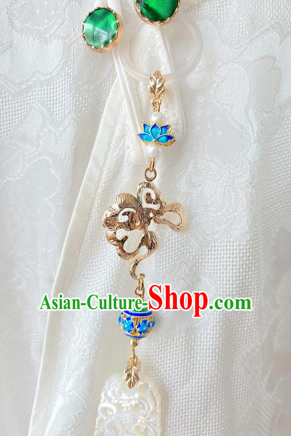 China Traditional White Shell Tassel Pendant Cheongsam Accessories Classical Carving Phoenix Brooch