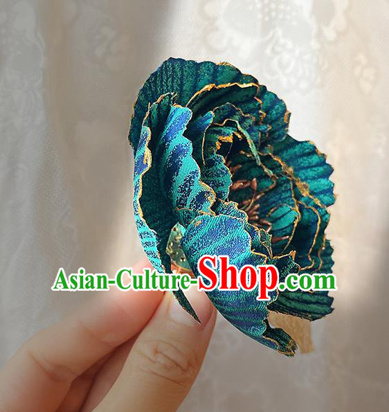 China Traditional Blue Peony Corsage Cheongsam Accessories Classical Flower Brooch