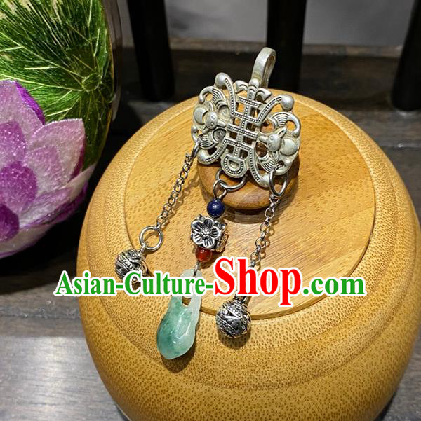 China Jade Vase Collar Button Traditional Cheongsam Accessories Classical Cupronickel Brooch