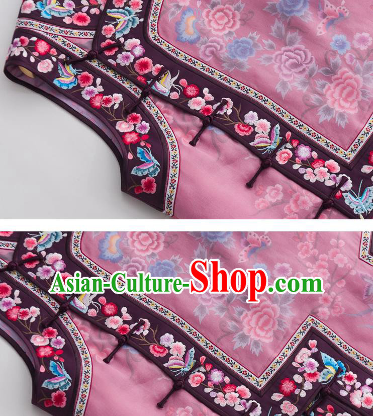 Chinese Embroidered Waistcoat Traditional Qing Dynasty Costume Classical Tang Suit Vest