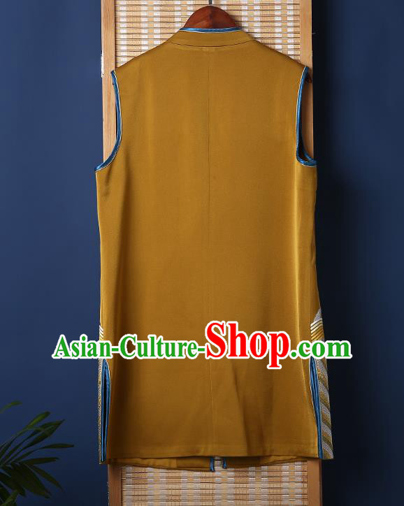 Chinese National Upper Outer Garment Embroidered Vest Tang Suit Ginger Brocade Waistcoat
