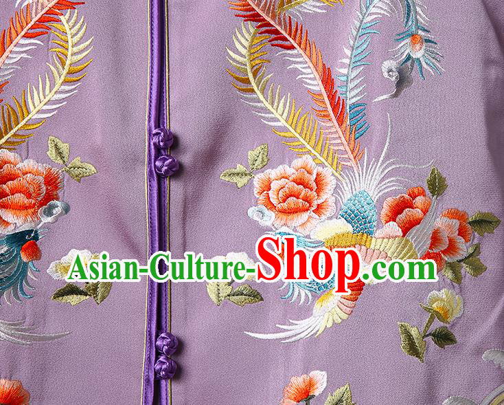 Chinese Embroidered Vest Tang Suit Violet Brocade Waistcoat National Upper Outer Garment
