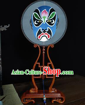 China Handmade Suzhou Embroidery Beijing Opera Facial Makeup Fans Silk Fan Embroidered Round Fan