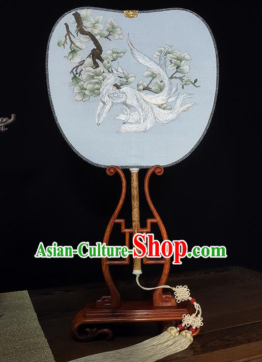 China Handmade Silk Fan Traditional Cheongsam Bamboo Palace Fan Printing Gumiho Fans