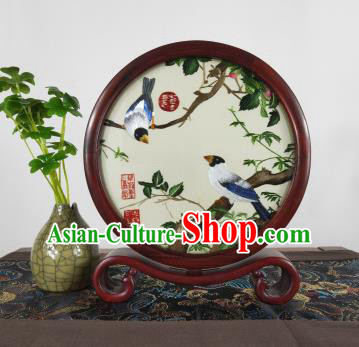 Traditional China Rosewood Desk Decoration Handmade Exquisite Embroidered Table Screen Suzhou Embroidery Craft