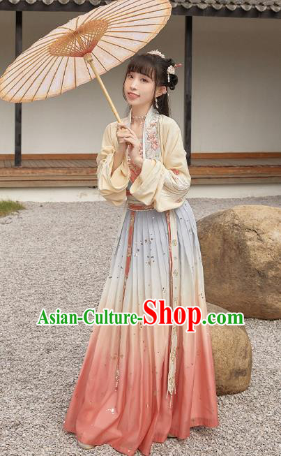 China Traditional Court Infanta Hanfu Clothing Ancient Song Dynasty Princess Embroidered Costumes