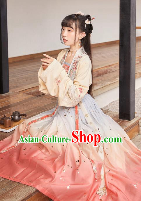 China Traditional Court Infanta Hanfu Clothing Ancient Song Dynasty Princess Embroidered Costumes