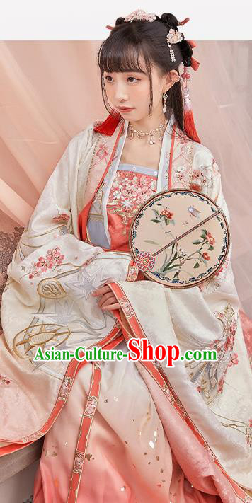 China Traditional Court Infanta Hanfu Clothing Ancient Song Dynasty Princess Embroidered Costumes