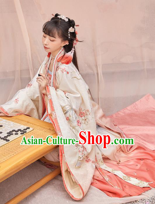 China Traditional Court Infanta Hanfu Clothing Ancient Song Dynasty Princess Embroidered Costumes